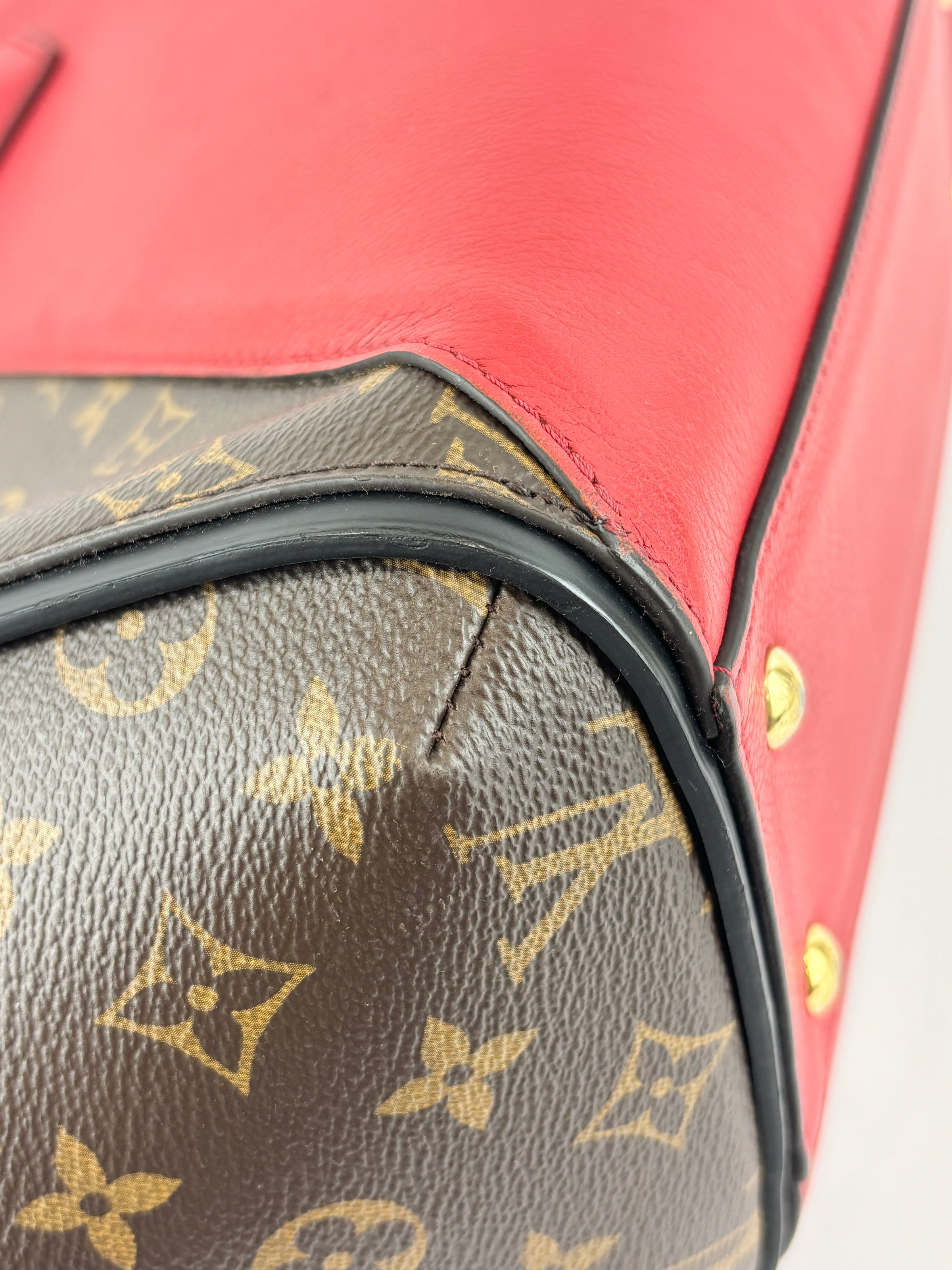 M40459 Kimono Tote in Monogram Canvas and Cerise Red Calfskin