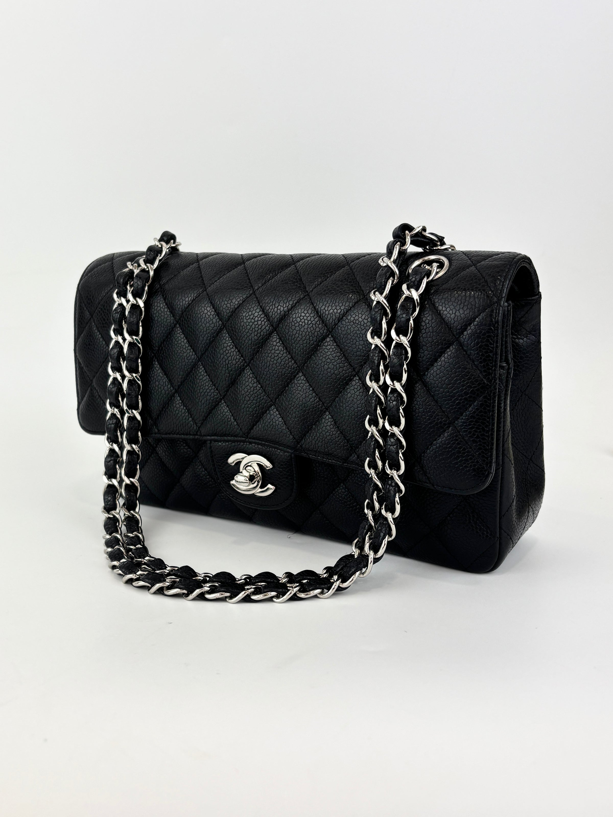 Chanel Medium Black Caviar Classic Flap SHW