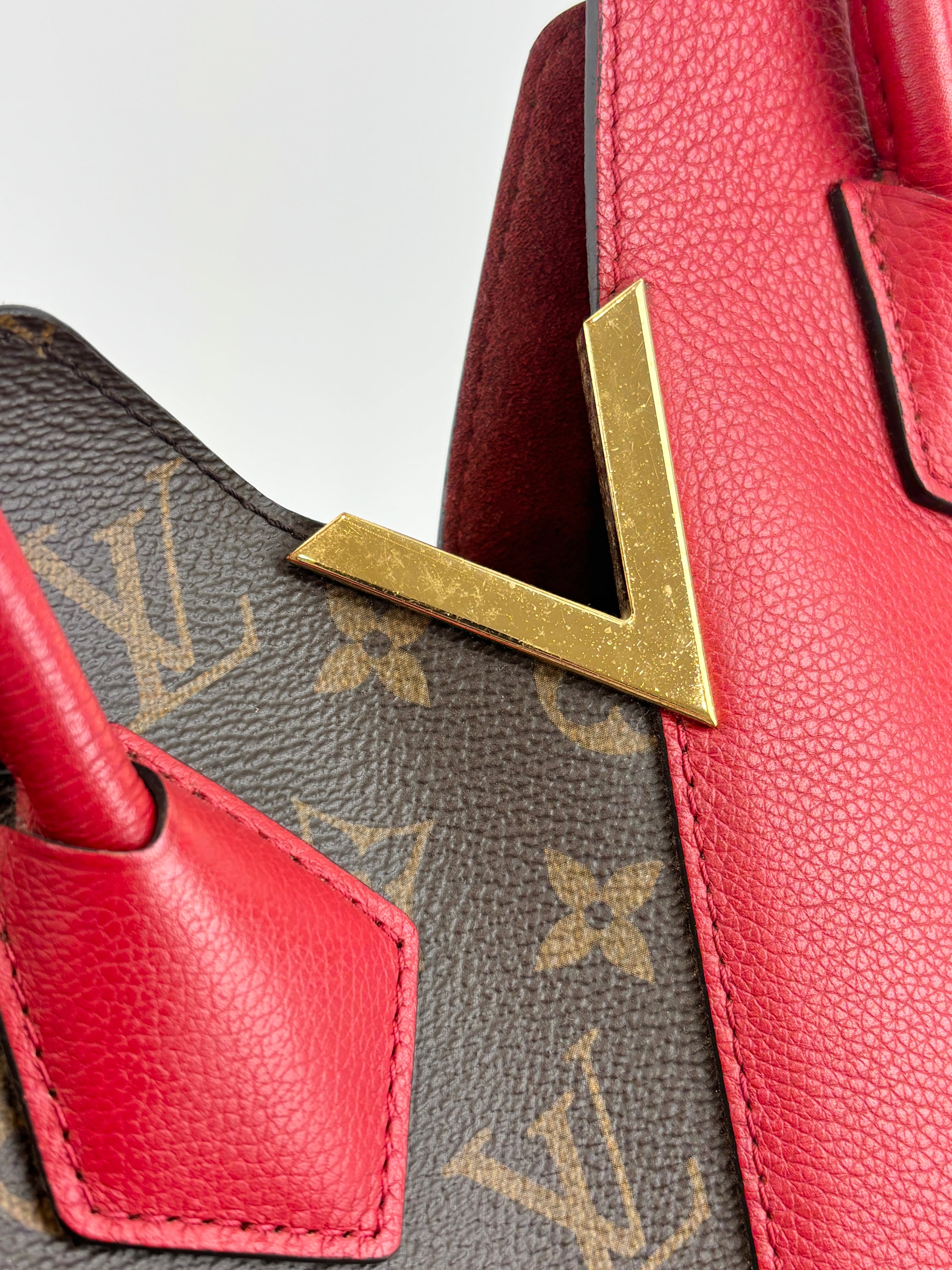 M40459 Kimono Tote in Monogram Canvas and Cerise Red Calfskin