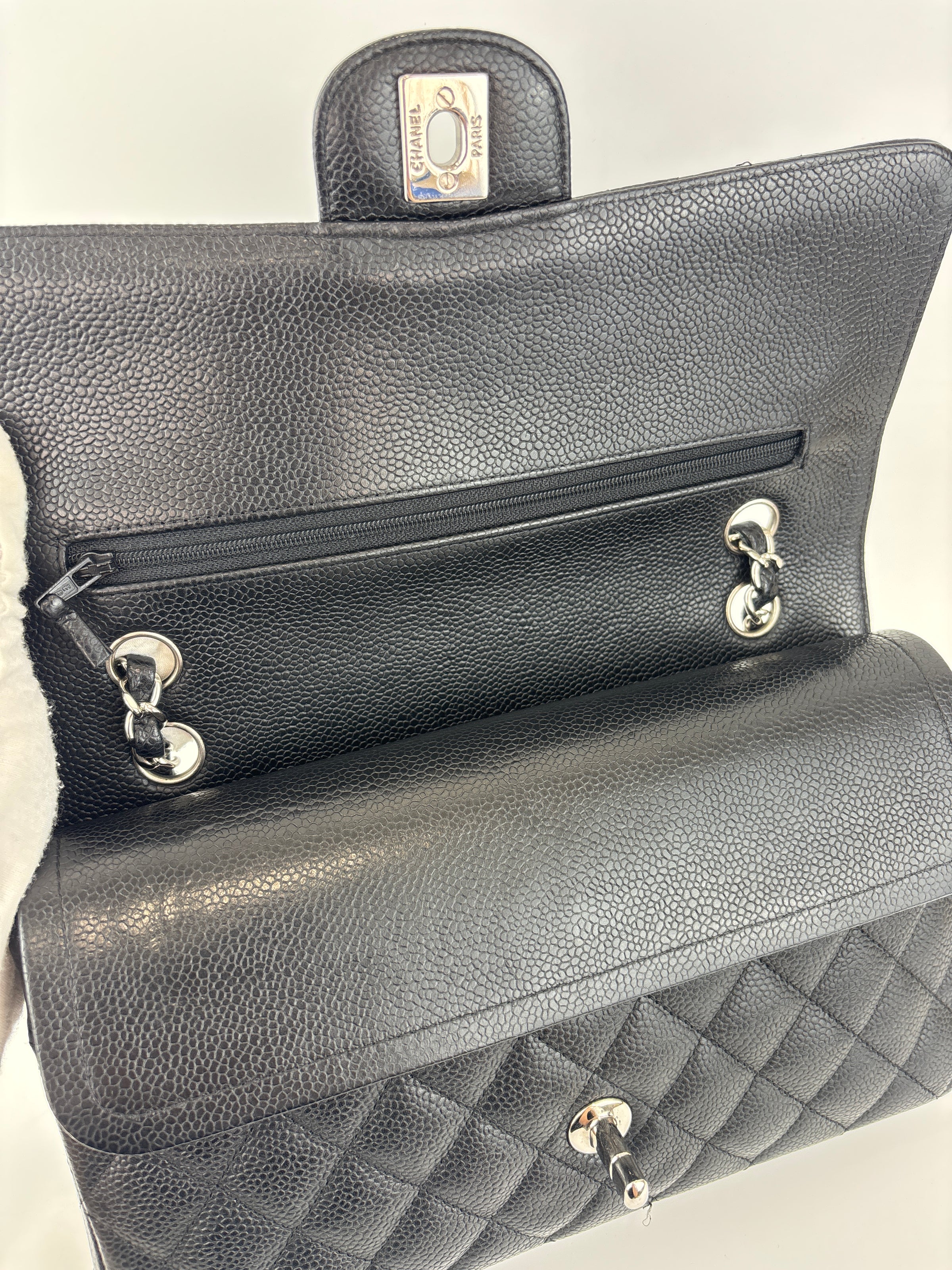 Chanel Medium Black Caviar Classic Flap SHW