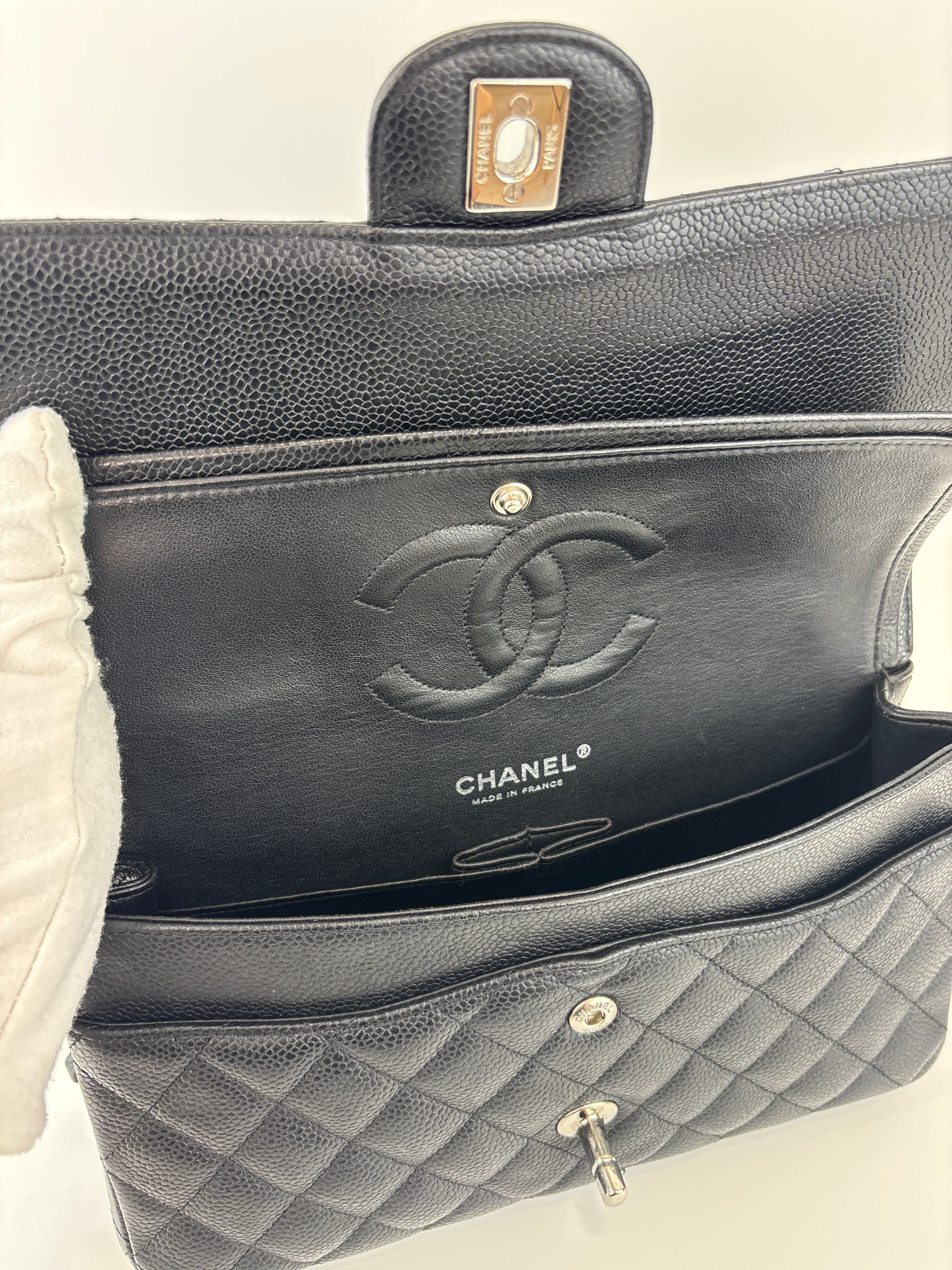 Chanel Medium Black Caviar Classic Flap SHW