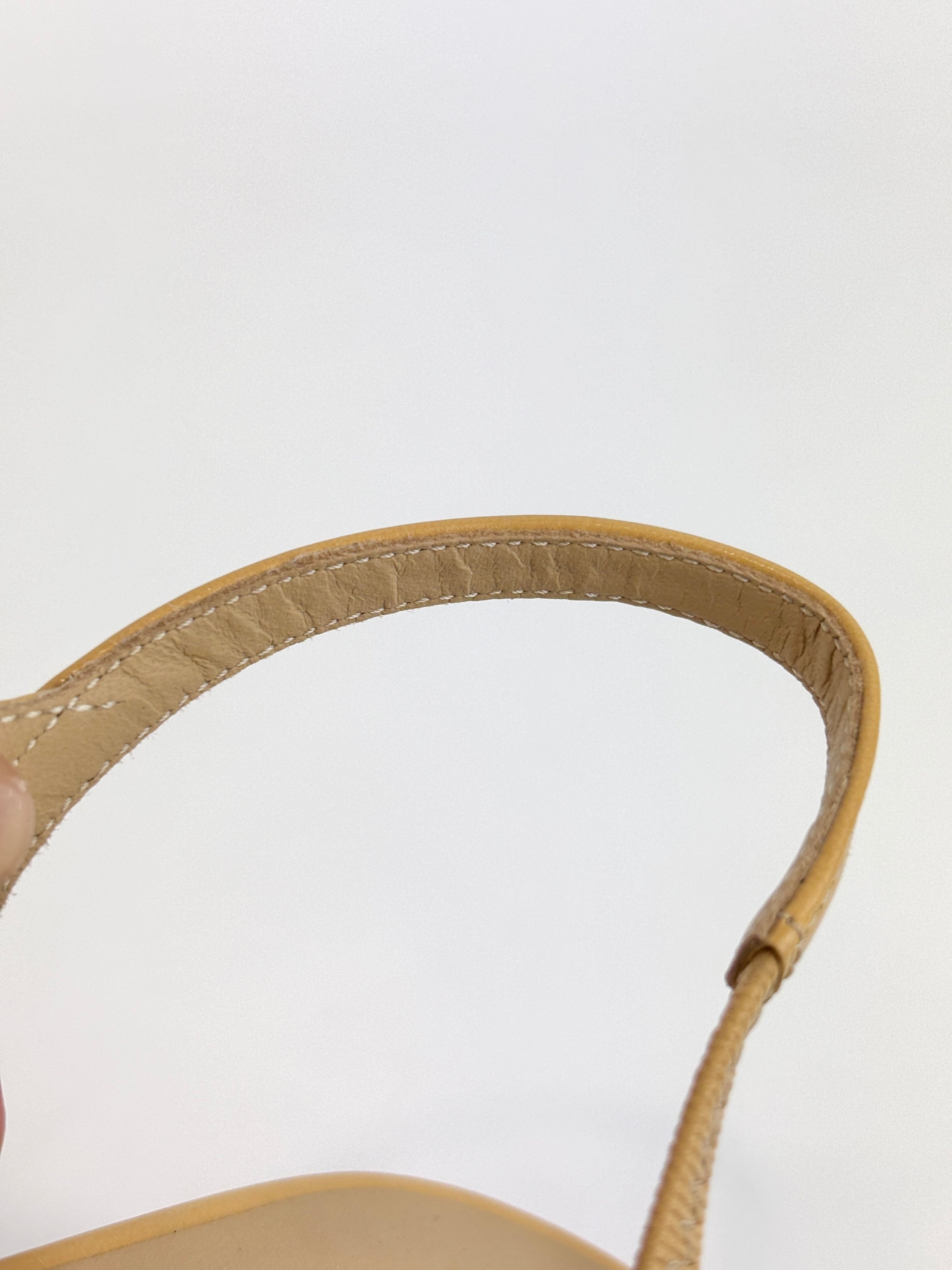 Goatskin & Grosgrain Slingbacks in Beige/Black Size 38C