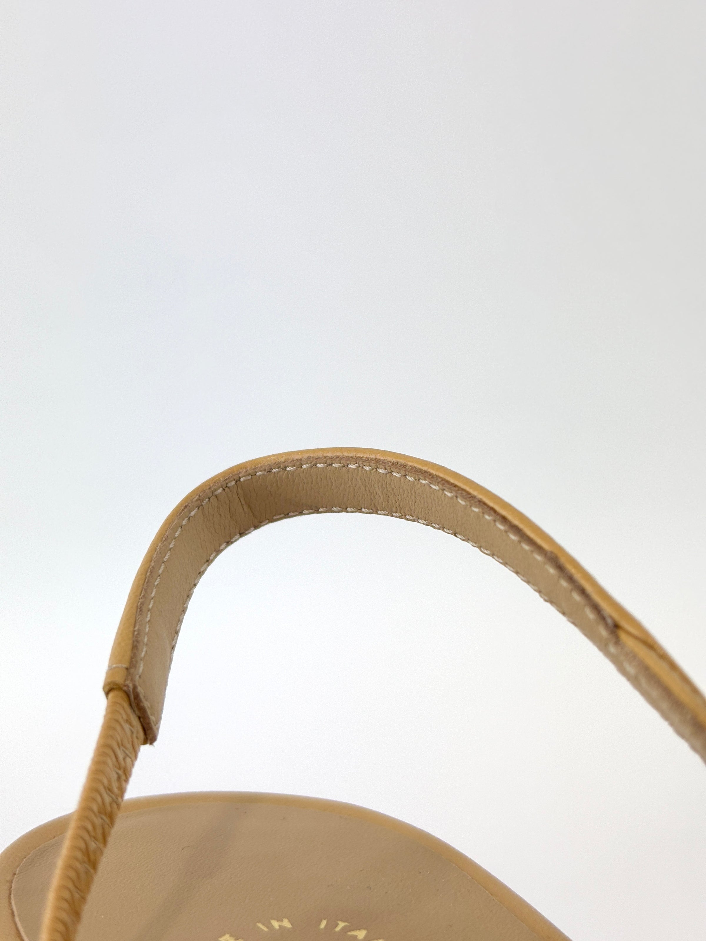 Goatskin & Grosgrain Slingbacks in Beige/Black Size 38C