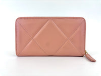 19 Zip Around Long Wallet Quilted Lambskin in Light Pink GHW