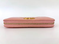 19 Zip Around Long Wallet Quilted Lambskin in Light Pink GHW