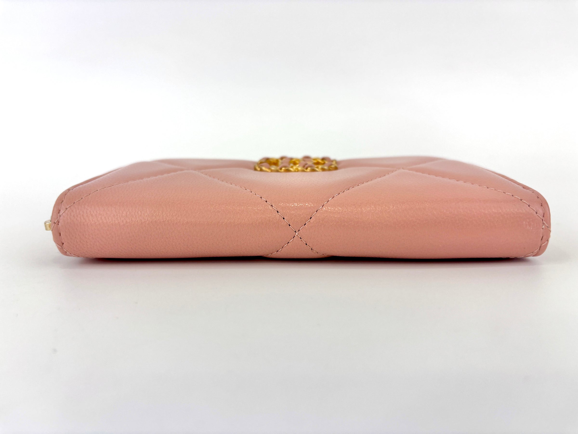 19 Zip Around Long Wallet Quilted Lambskin in Light Pink GHW
