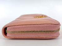 19 Zip Around Long Wallet Quilted Lambskin in Light Pink GHW