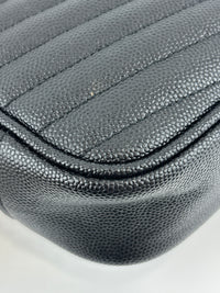 Saint Laurent Mini Lou Camera Bag in Black Chevron Quilted Grained Leather