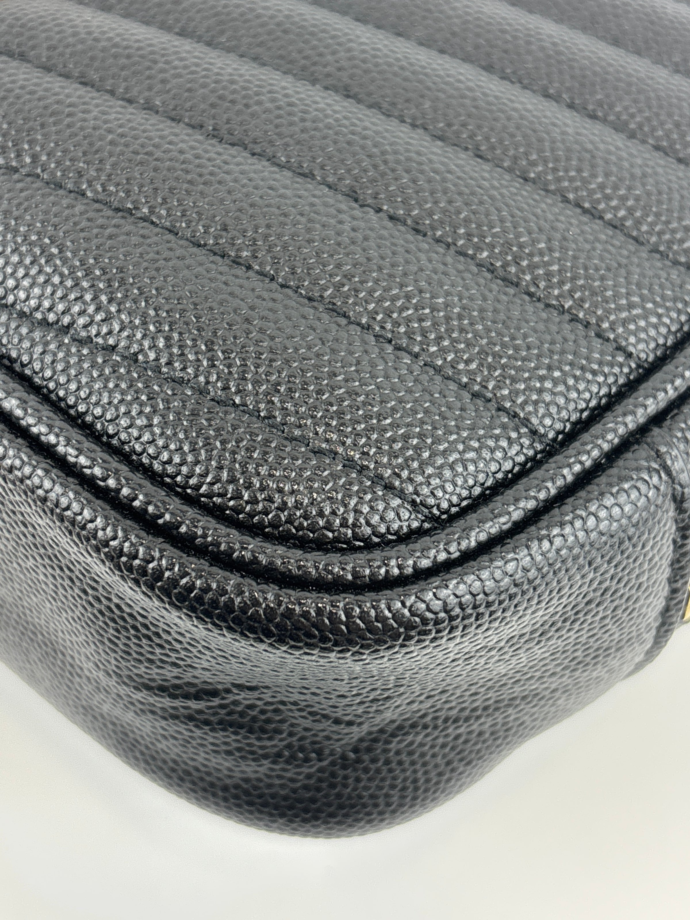 Saint Laurent Mini Lou Camera Bag in Black Chevron Quilted Grained Leather