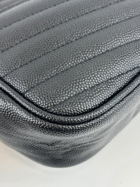 Saint Laurent Mini Lou Camera Bag in Black Chevron Quilted Grained Leather