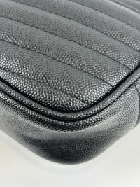 Saint Laurent Mini Lou Camera Bag in Black Chevron Quilted Grained Leather