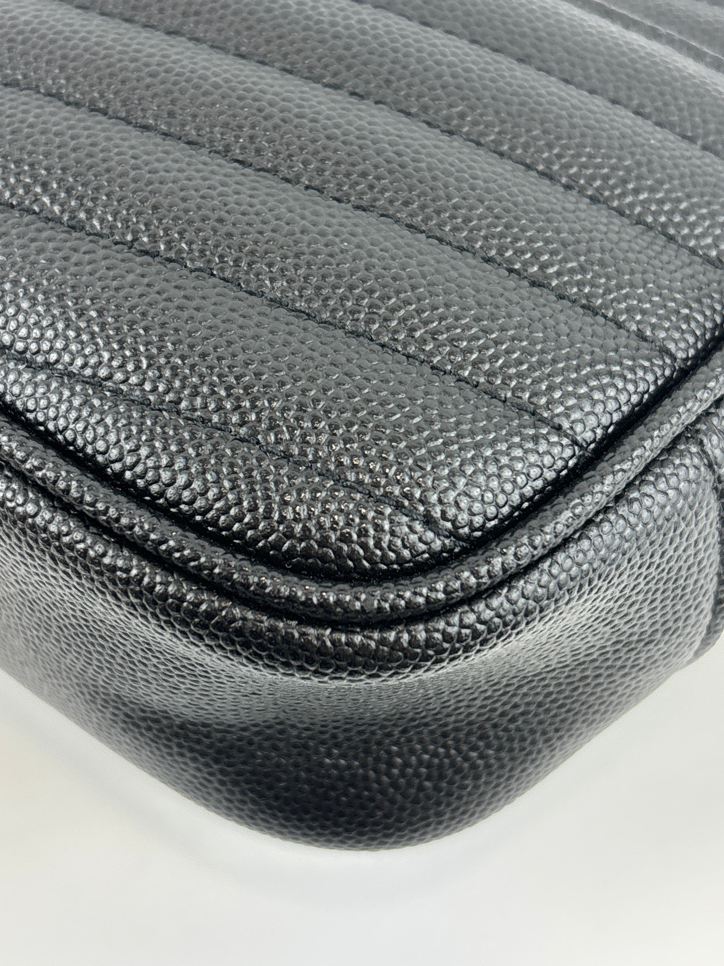 Saint Laurent Mini Lou Camera Bag in Black Chevron Quilted Grained Leather