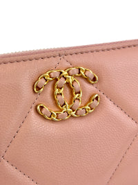 19 Zip Around Long Wallet Quilted Lambskin in Light Pink GHW