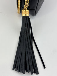 Saint Laurent Mini Lou Camera Bag in Black Chevron Quilted Grained Leather