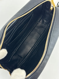 Saint Laurent Mini Lou Camera Bag in Black Chevron Quilted Grained Leather