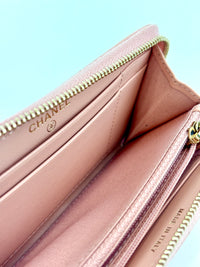 19 Zip Around Long Wallet Quilted Lambskin in Light Pink GHW