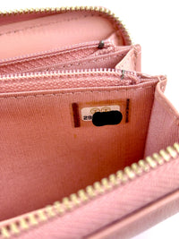 19 Zip Around Long Wallet Quilted Lambskin in Light Pink GHW