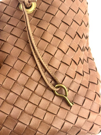 Small Nappa Intrecciato Capri Handbag in Brown - Glampot