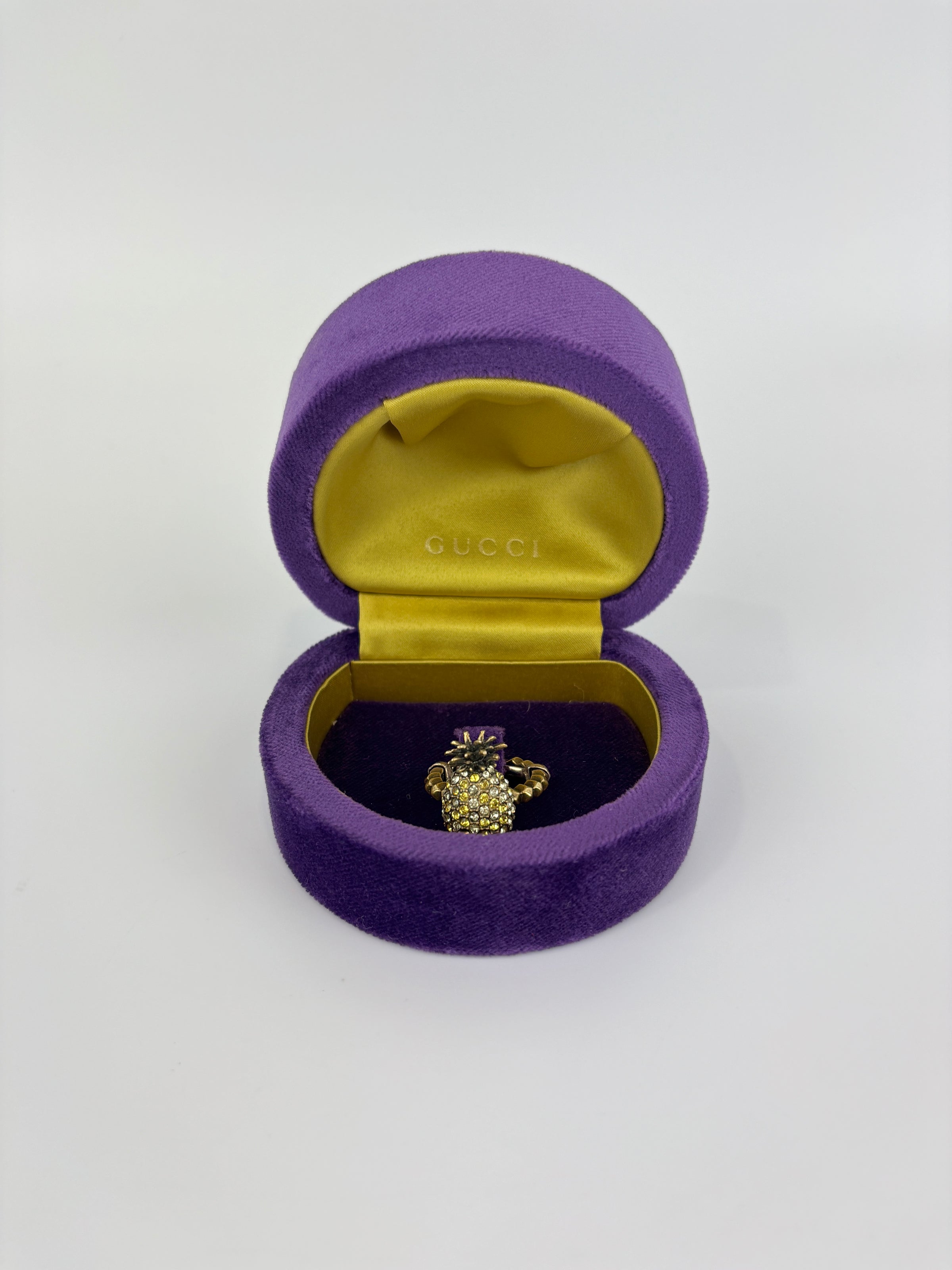 Jonquil & Topaz Crystal Studded Pineapple Ring Size M