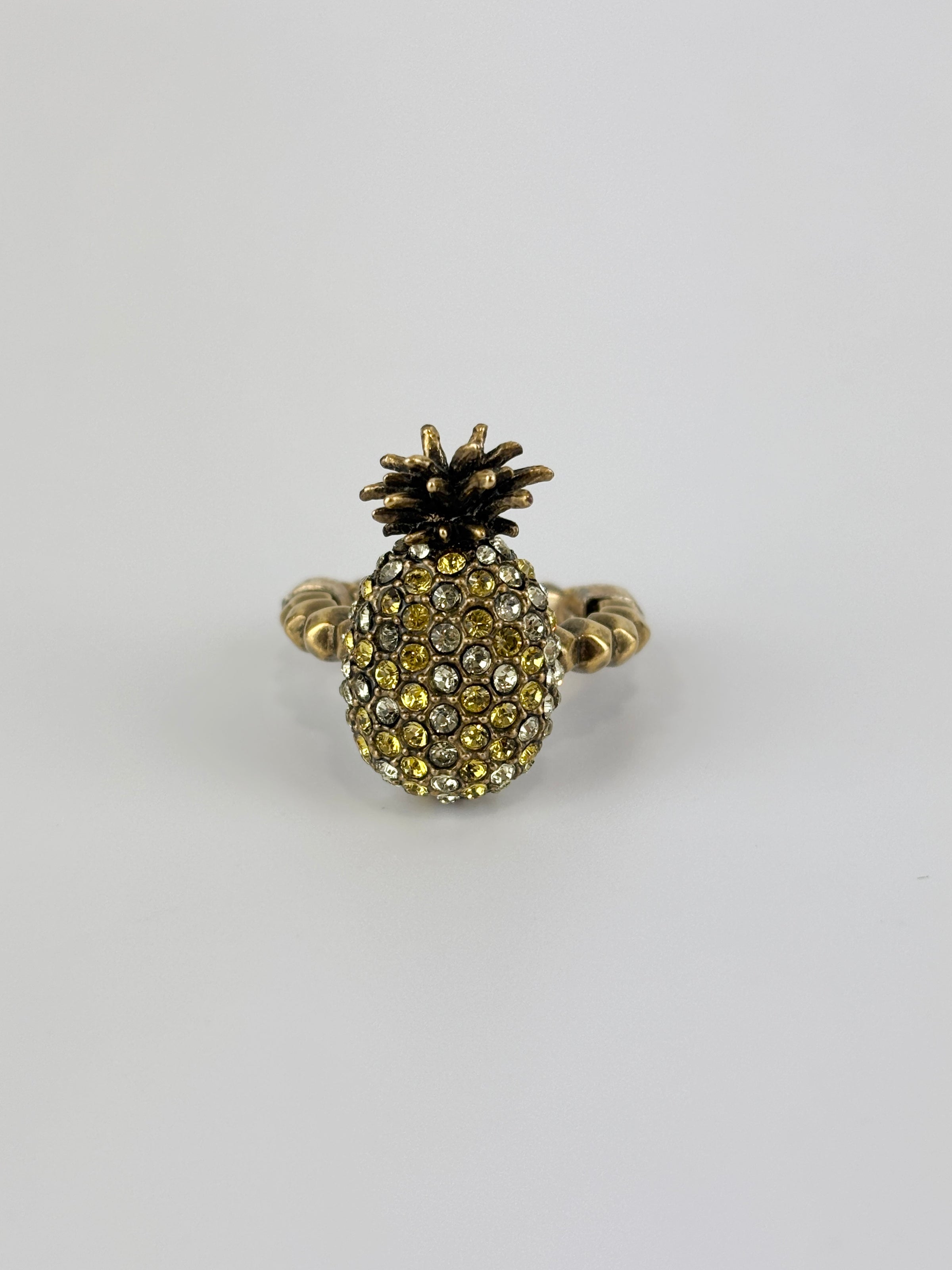 Jonquil & Topaz Crystal Studded Pineapple Ring Size M
