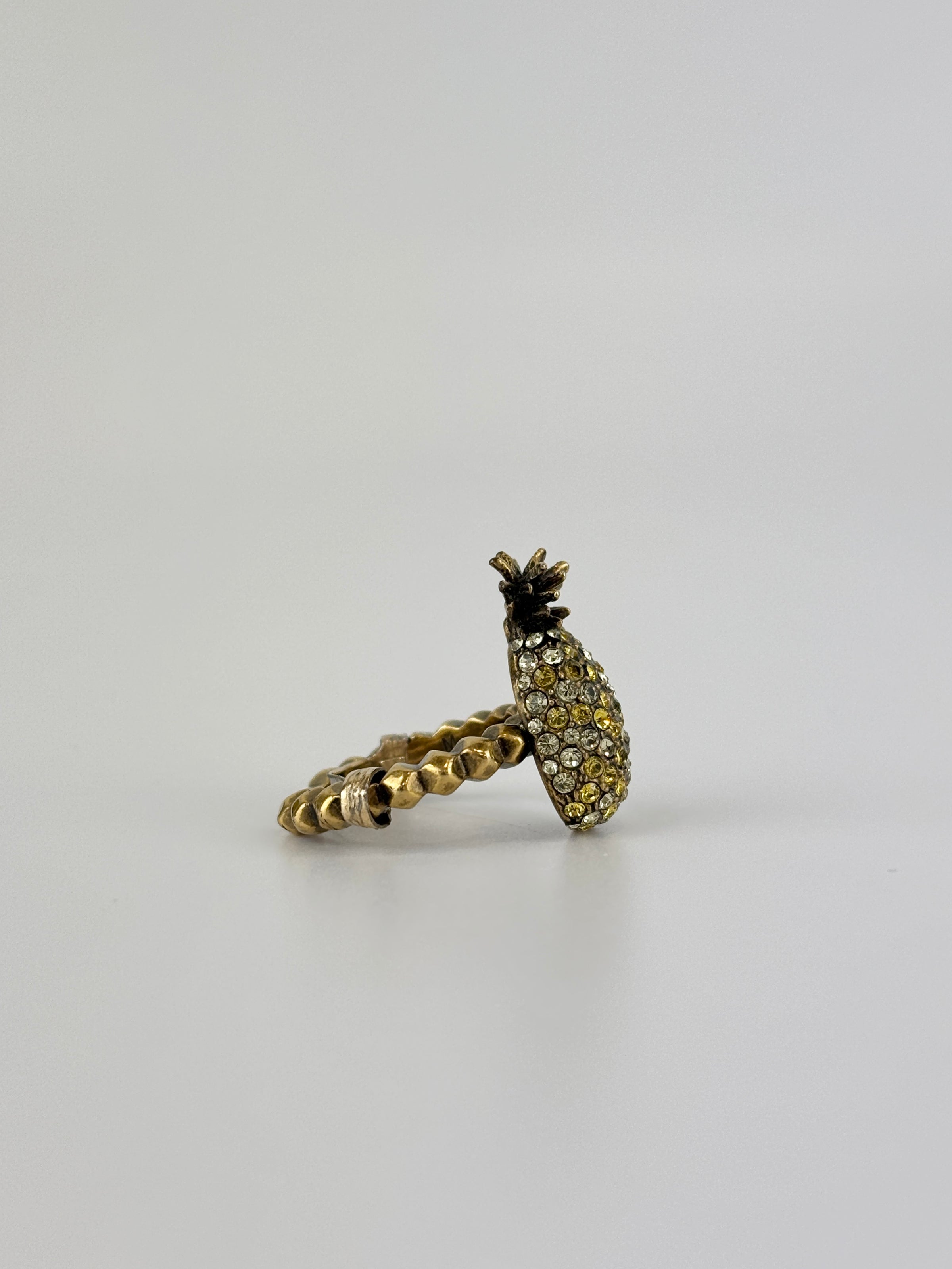 Jonquil & Topaz Crystal Studded Pineapple Ring Size M