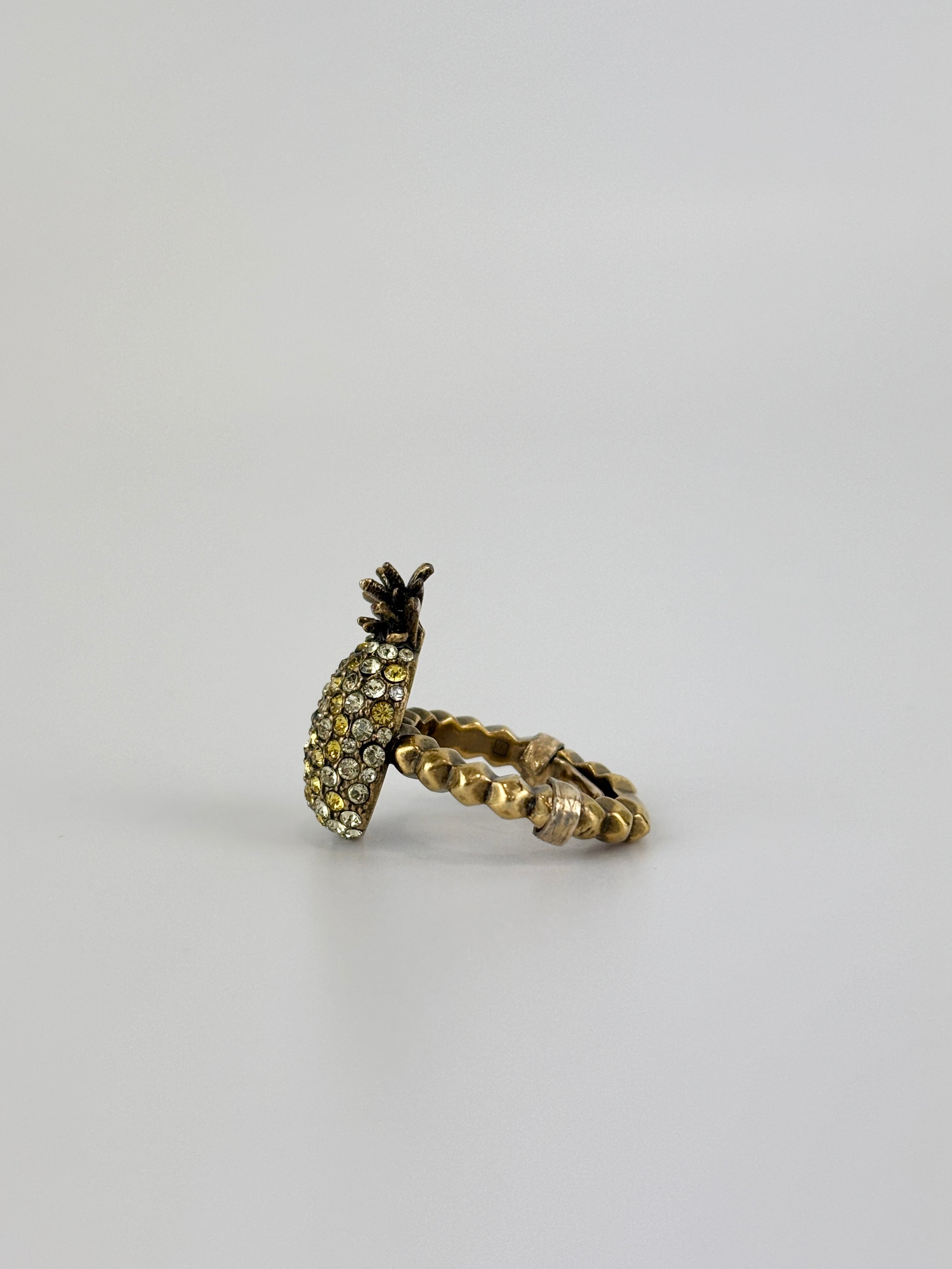 Jonquil & Topaz Crystal Studded Pineapple Ring Size M