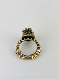 Jonquil & Topaz Crystal Studded Pineapple Ring Size M