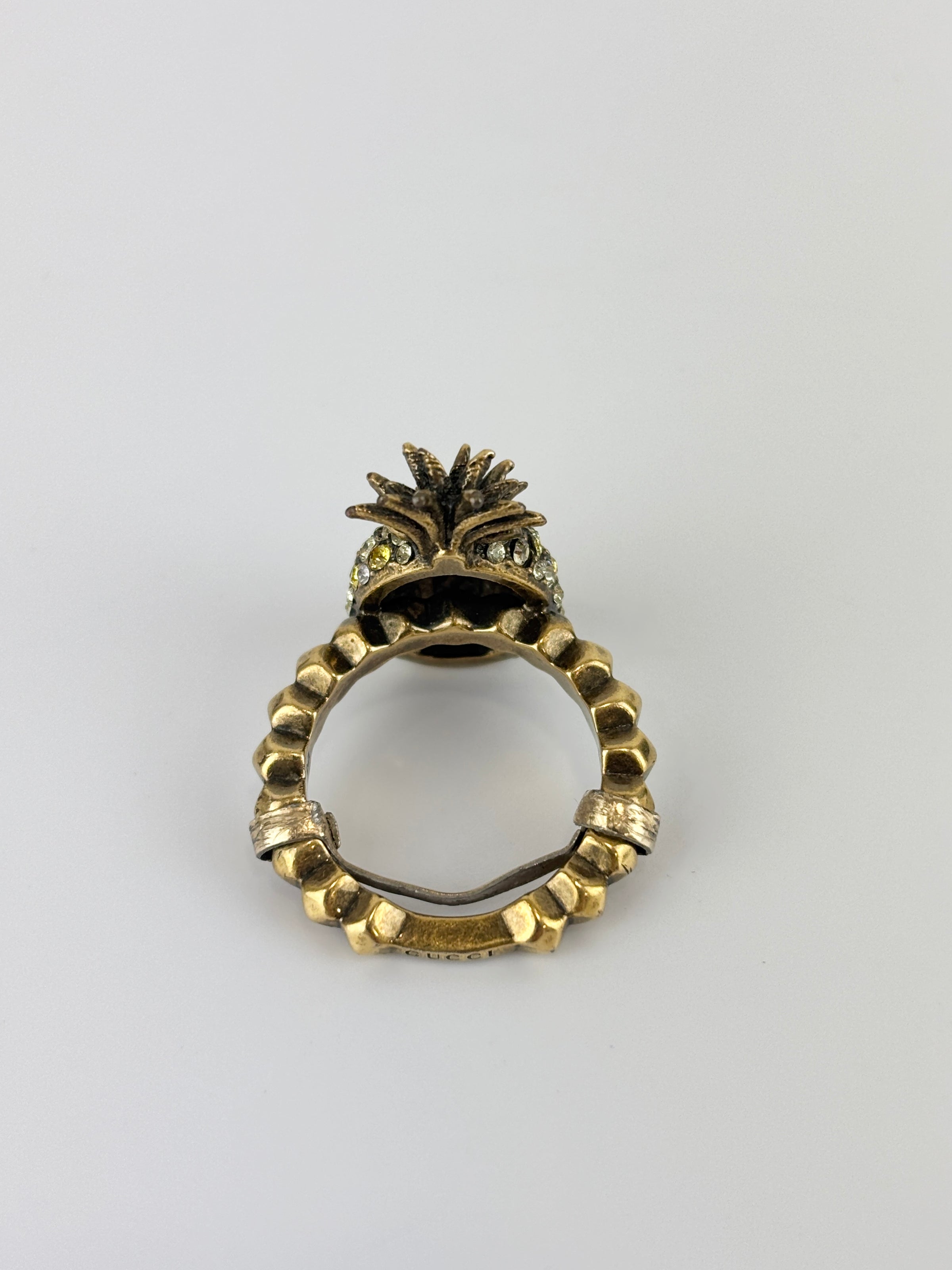 Jonquil & Topaz Crystal Studded Pineapple Ring Size M