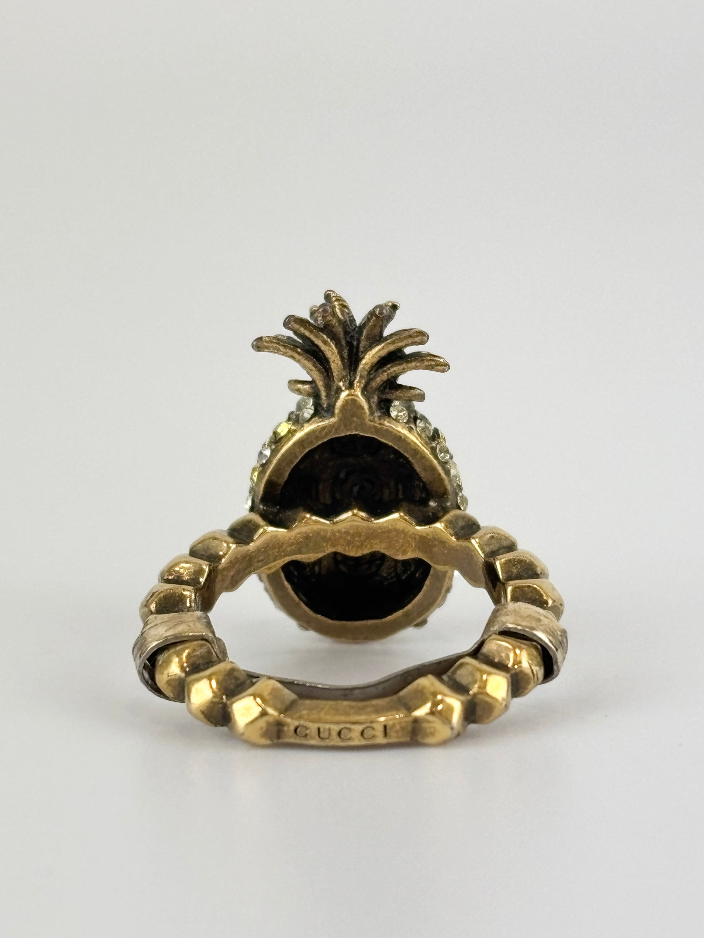 Jonquil & Topaz Crystal Studded Pineapple Ring Size M