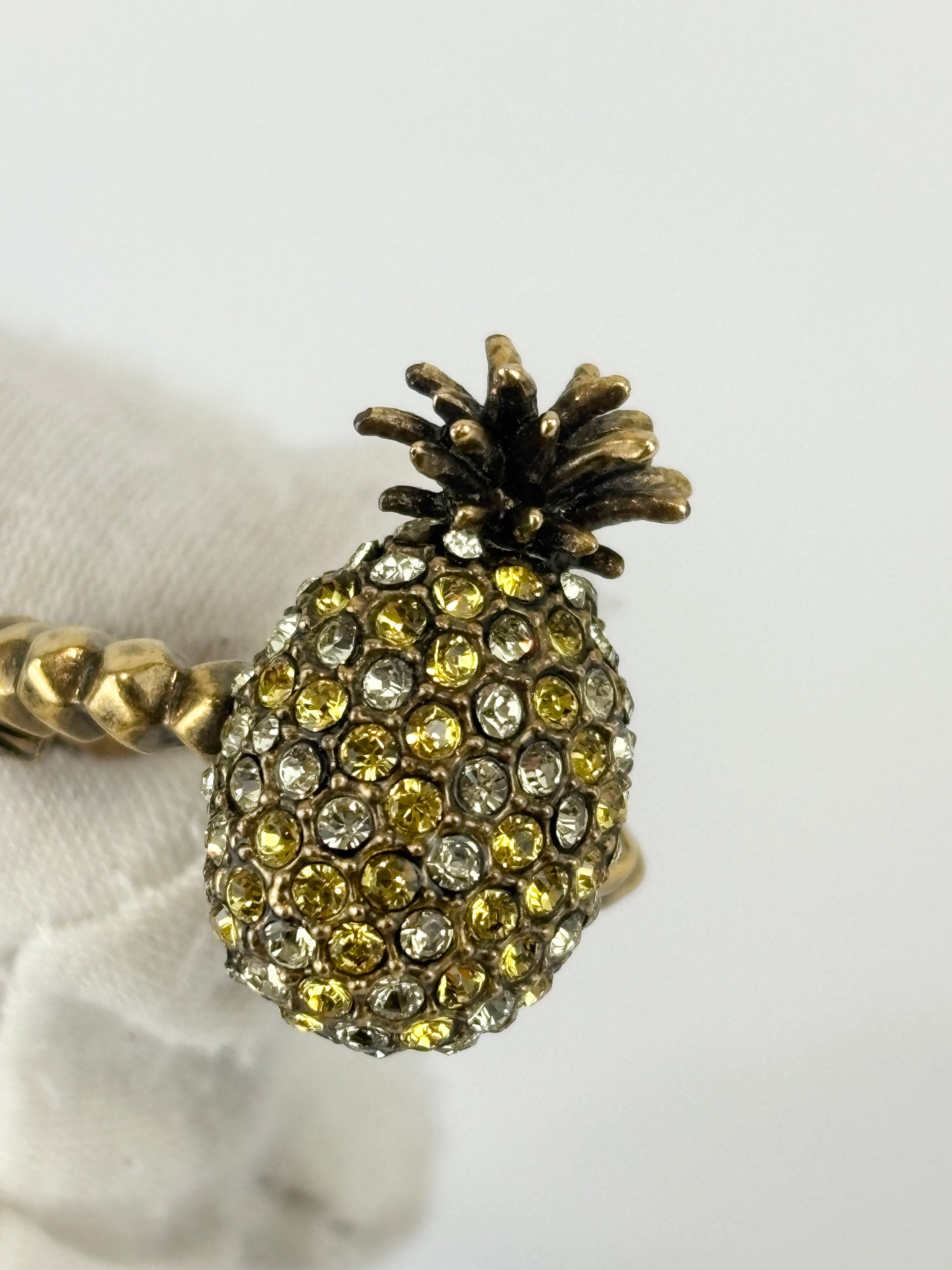 Jonquil & Topaz Crystal Studded Pineapple Ring Size M