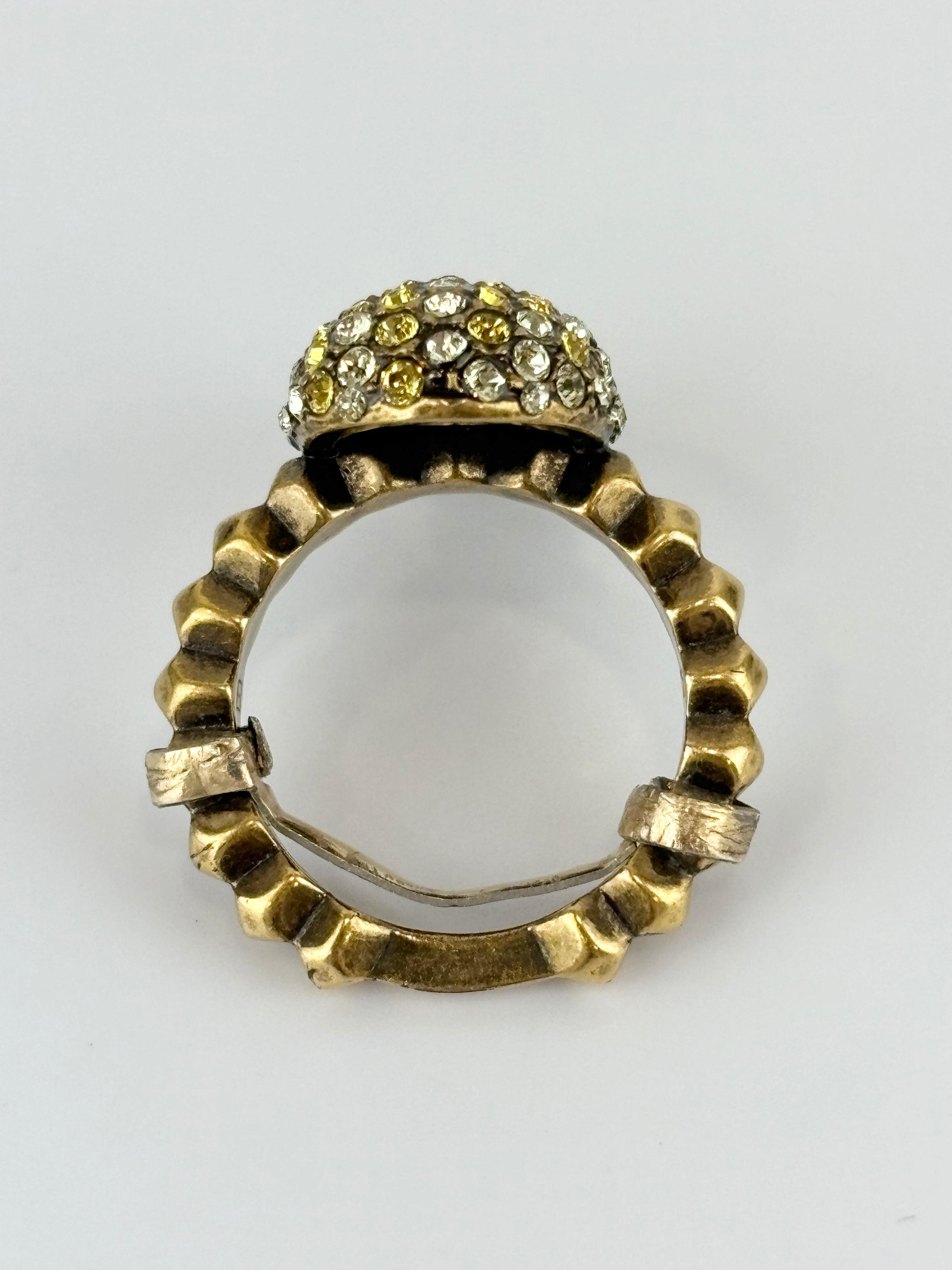 Jonquil & Topaz Crystal Studded Pineapple Ring Size M