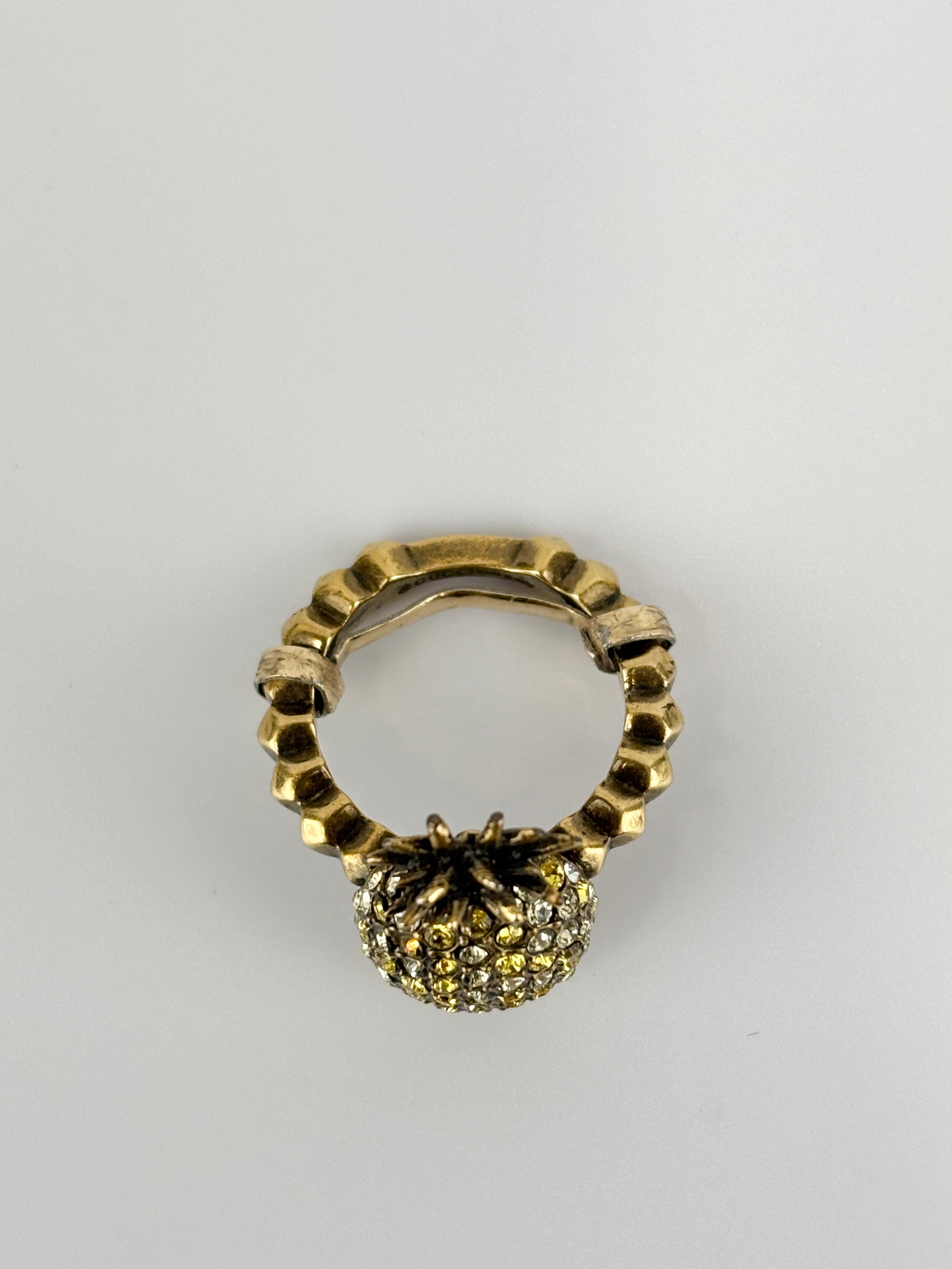 Jonquil & Topaz Crystal Studded Pineapple Ring Size M