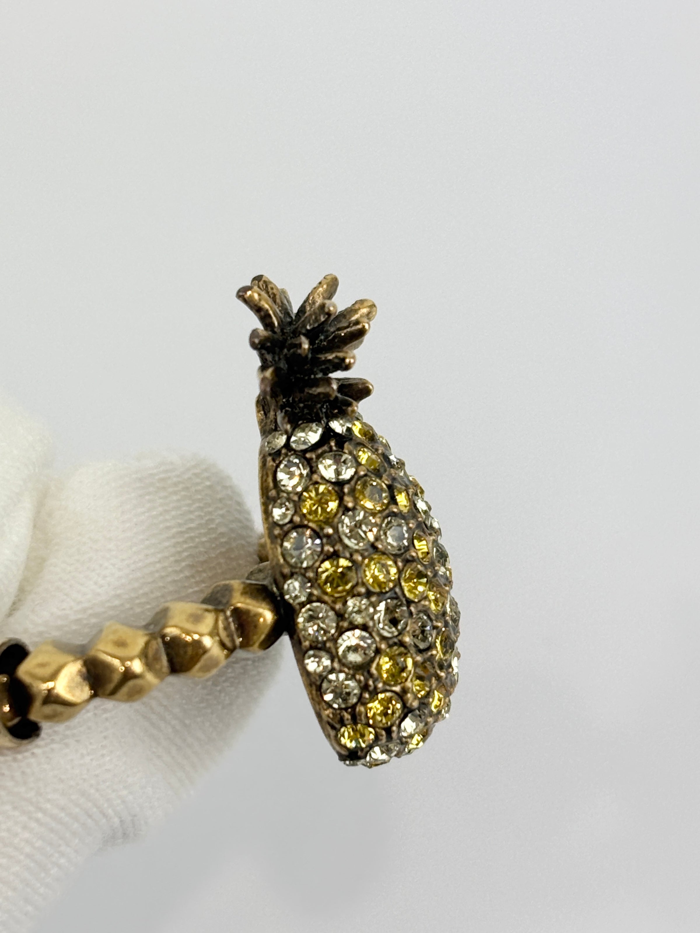 Jonquil & Topaz Crystal Studded Pineapple Ring Size M