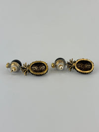 Gold & Black Pineapple Pearl Earrings