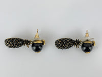 Gold & Black Pineapple Pearl Earrings