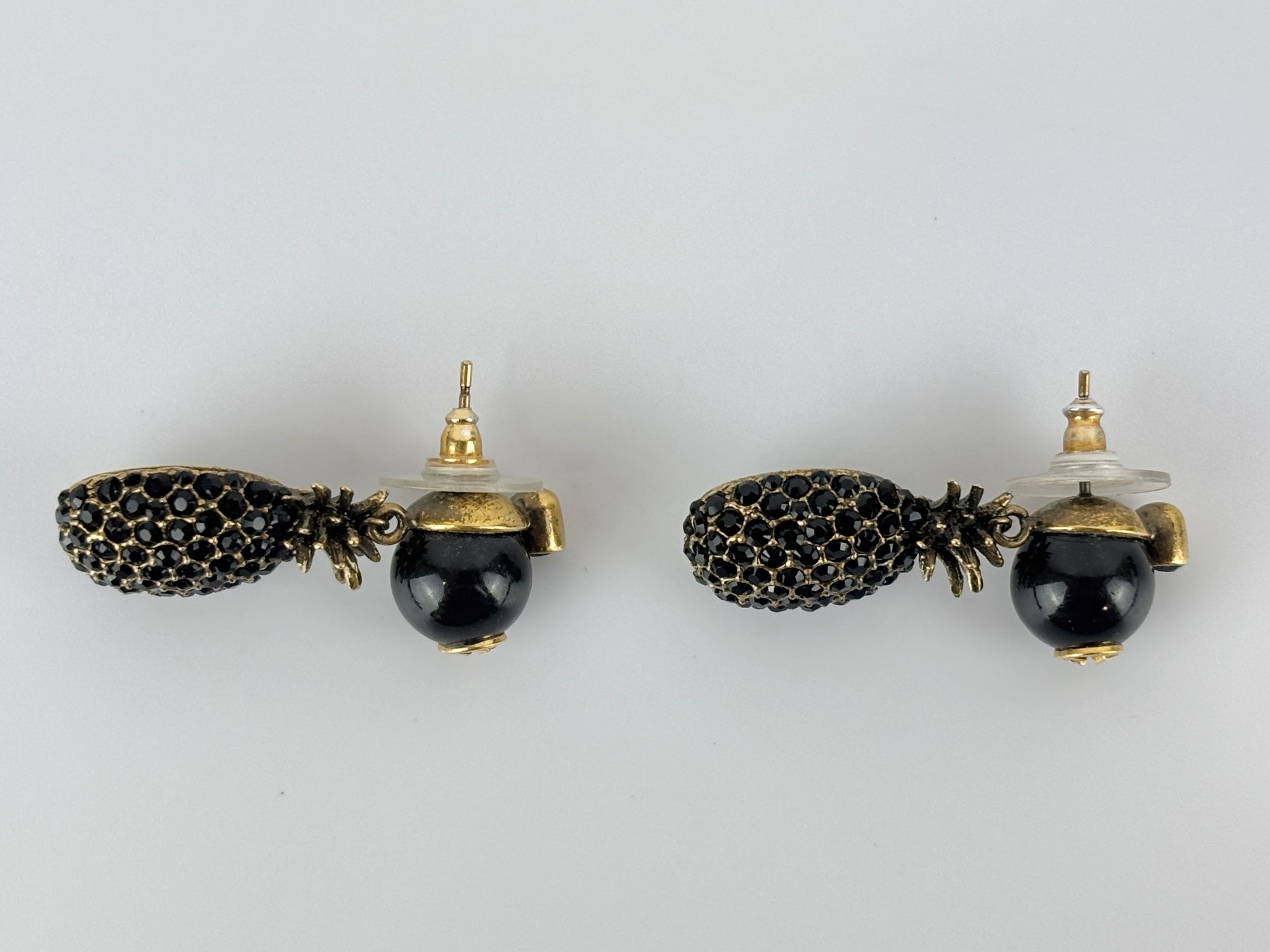 Gold & Black Pineapple Pearl Earrings