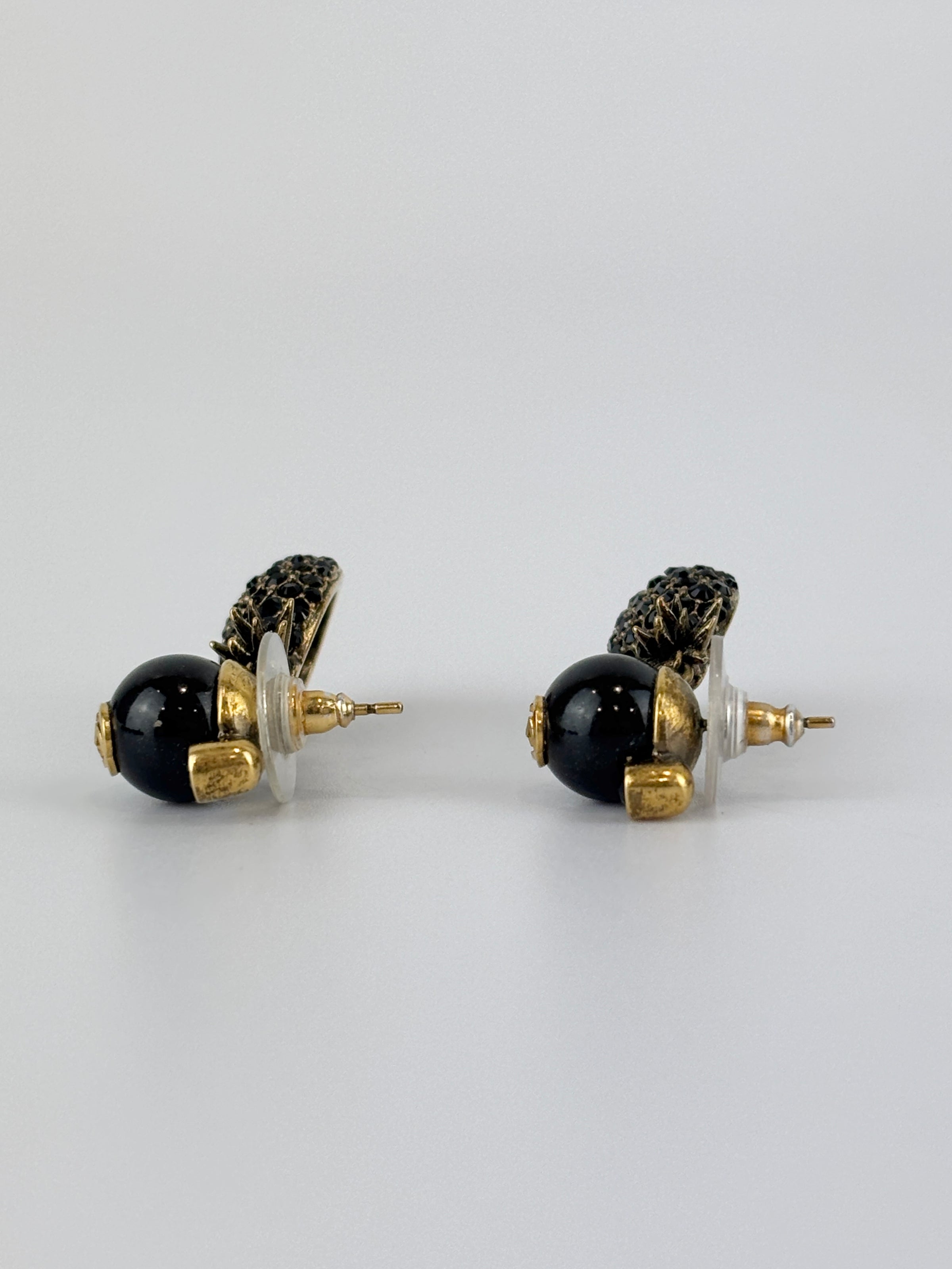 Gold & Black Pineapple Pearl Earrings
