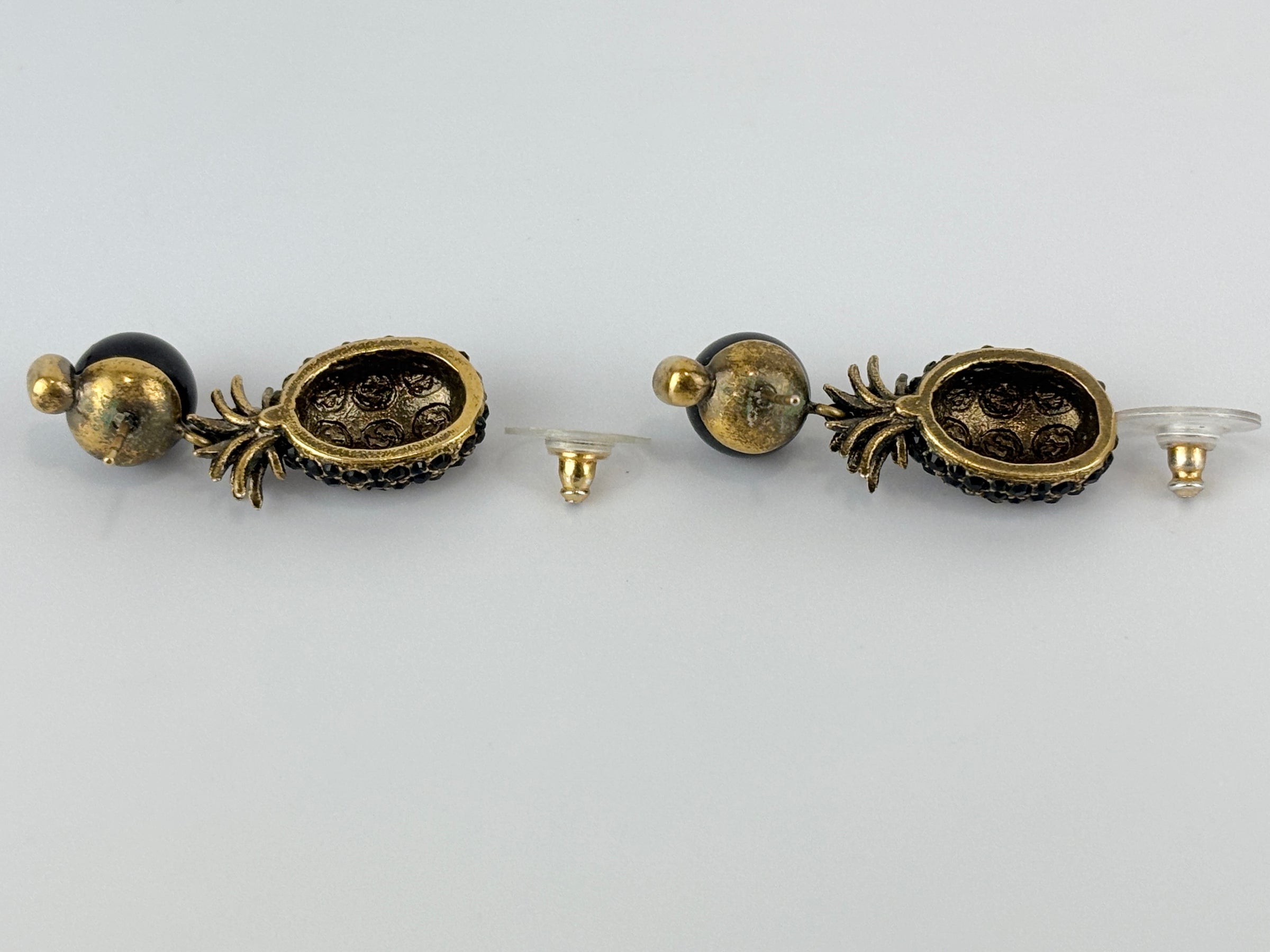 Gold & Black Pineapple Pearl Earrings