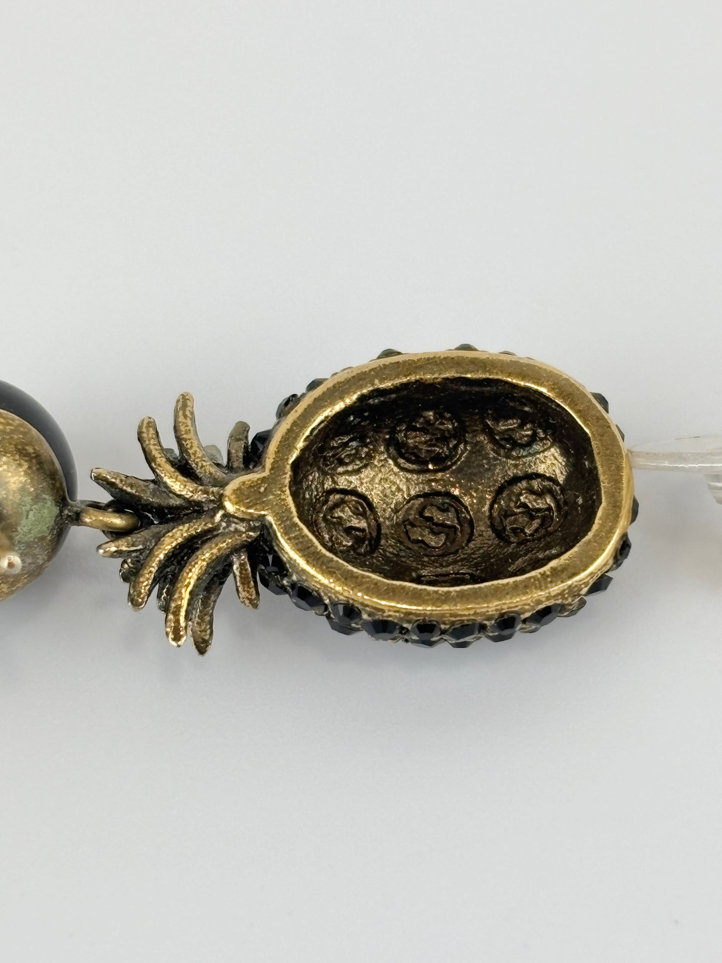 Gold & Black Pineapple Pearl Earrings