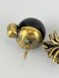 Gold & Black Pineapple Pearl Earrings