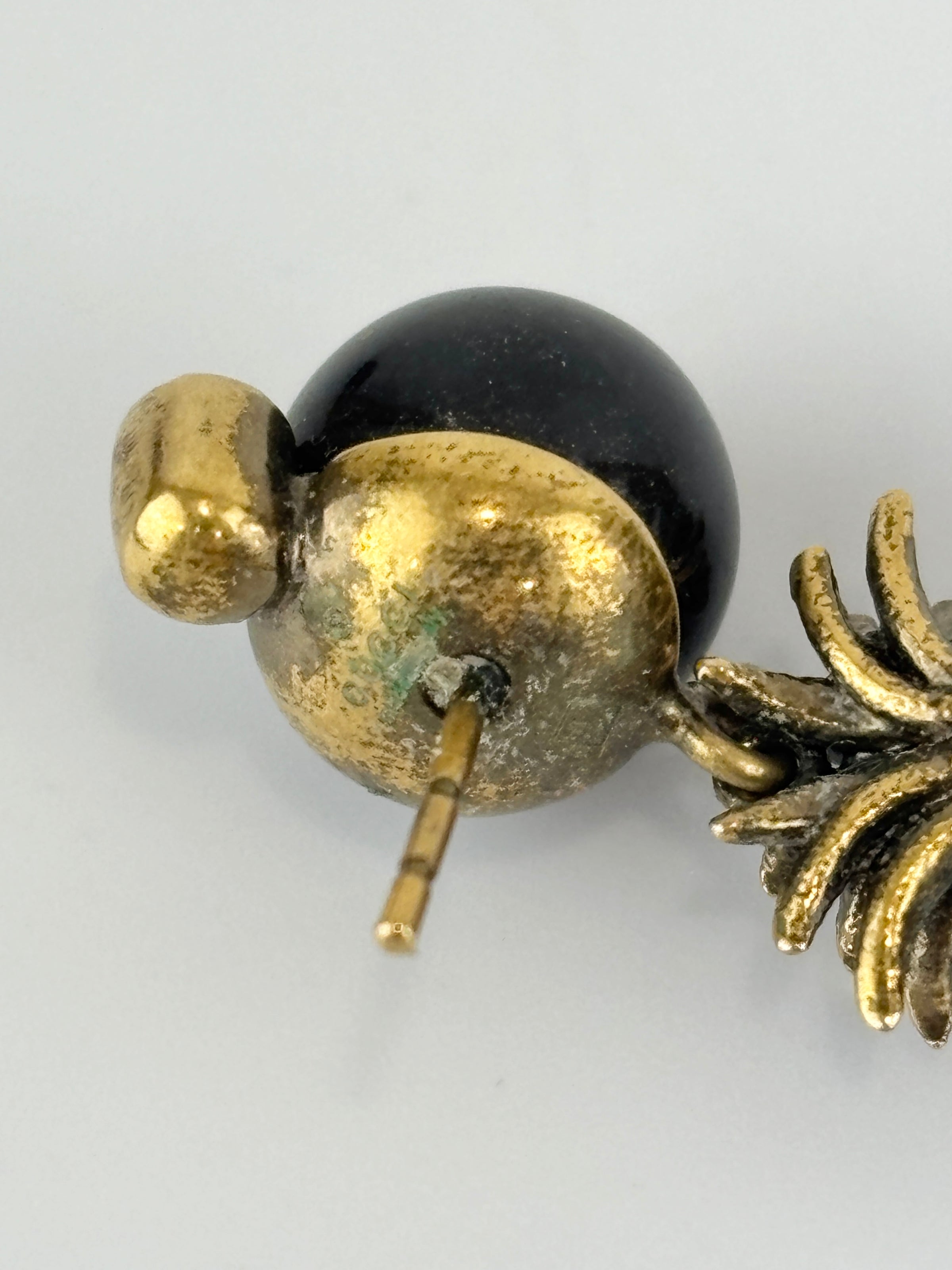 Gold & Black Pineapple Pearl Earrings