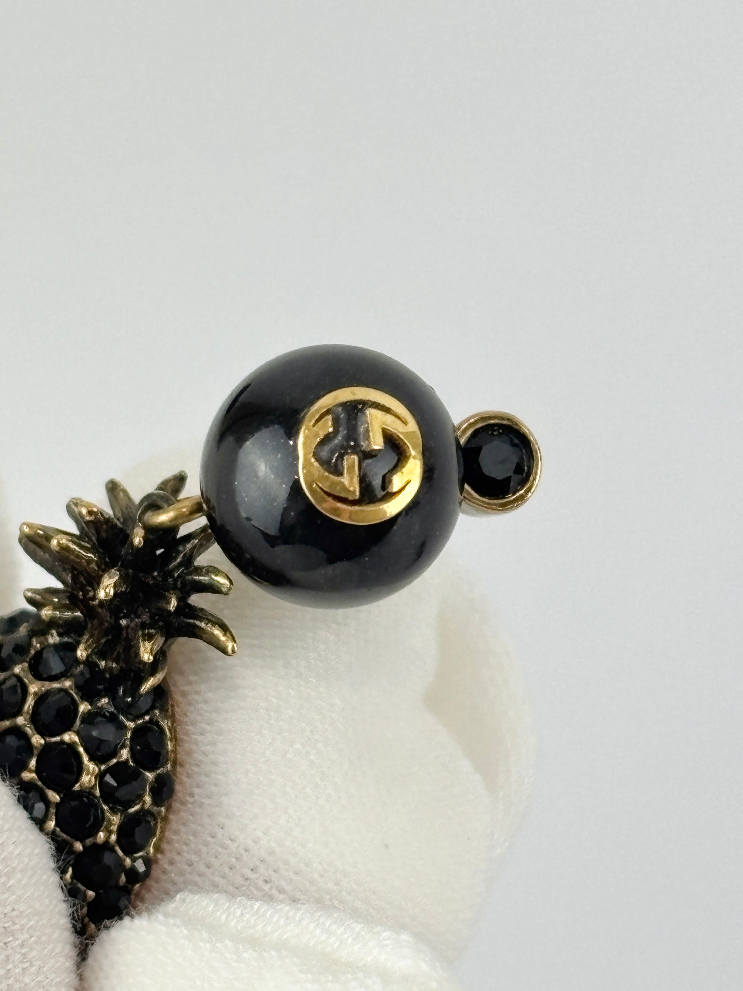 Gold & Black Pineapple Pearl Earrings