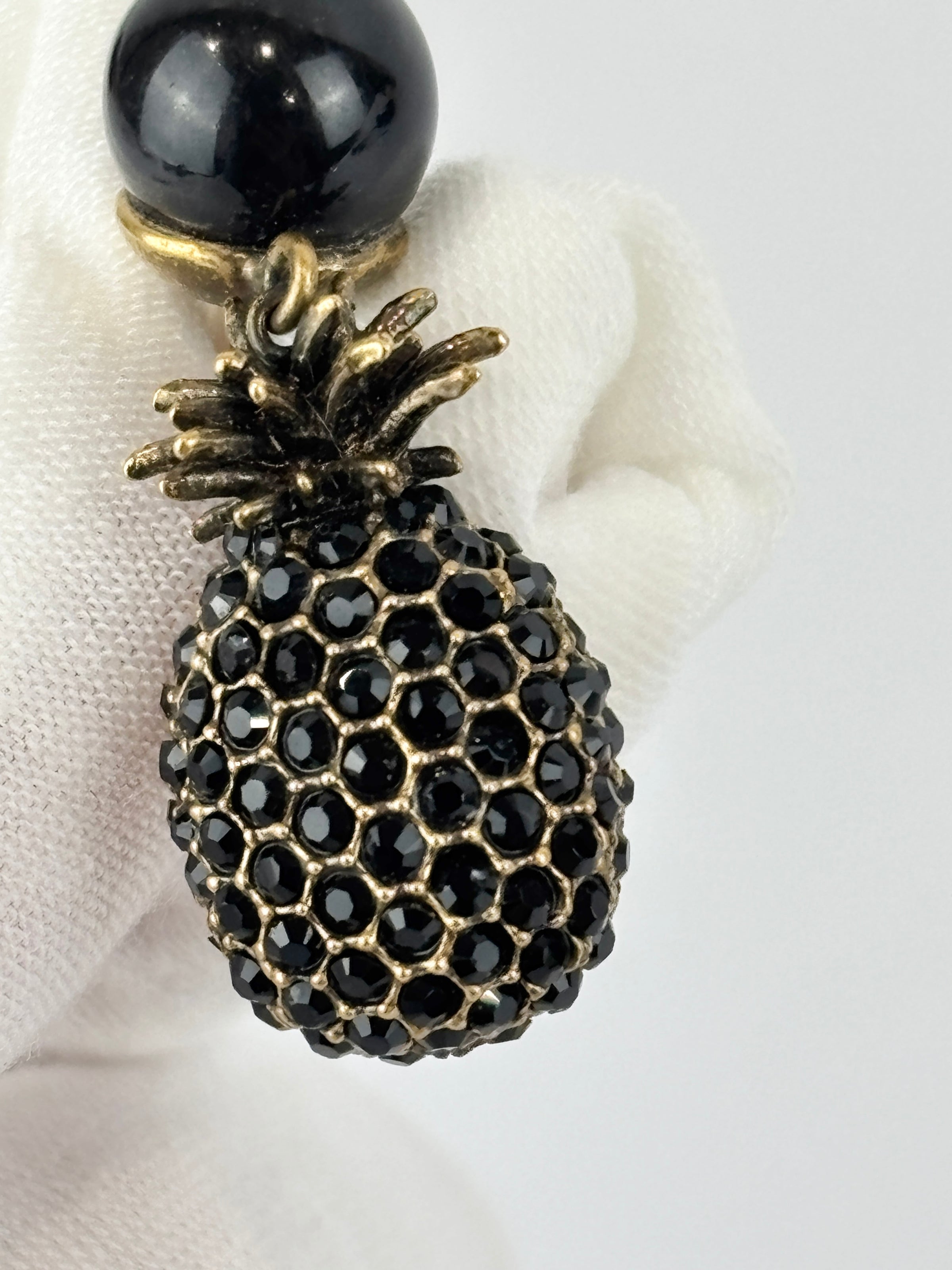 Gold & Black Pineapple Pearl Earrings