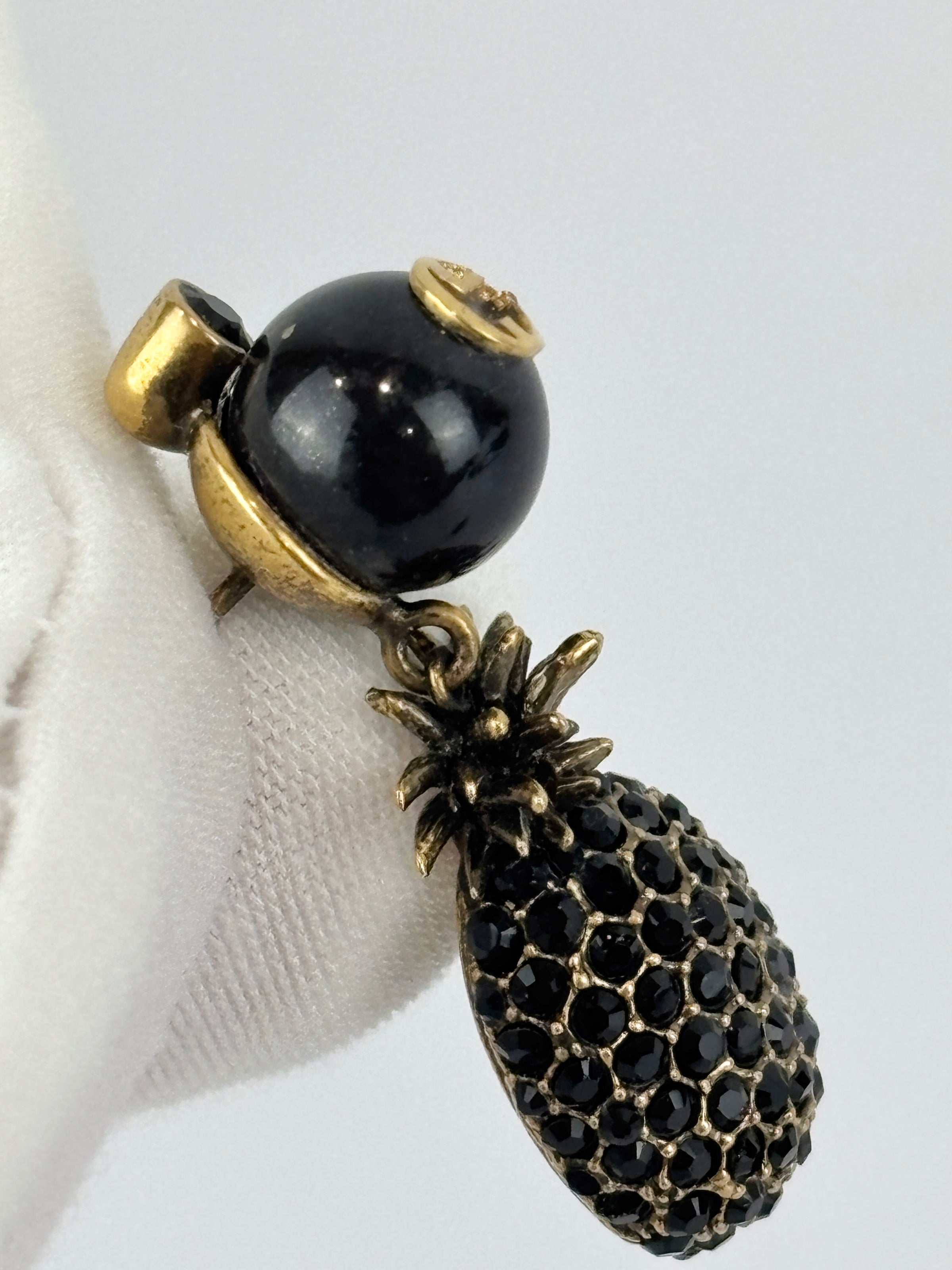 Gold & Black Pineapple Pearl Earrings