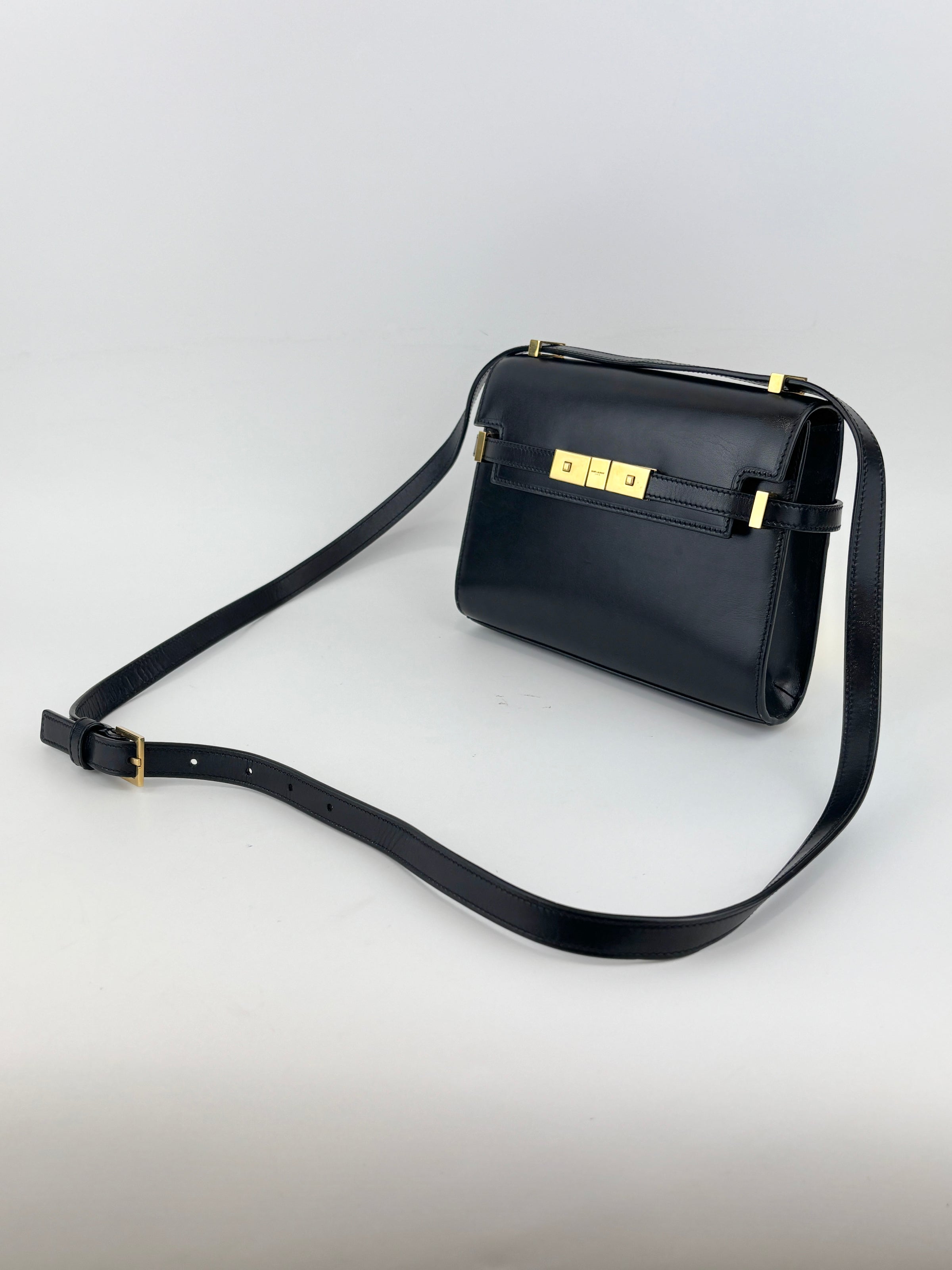 Baby Manhattan Leather Shoulder Bag Black