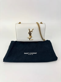 Small Kate White Grain De Poudre Embossed Leather GHW