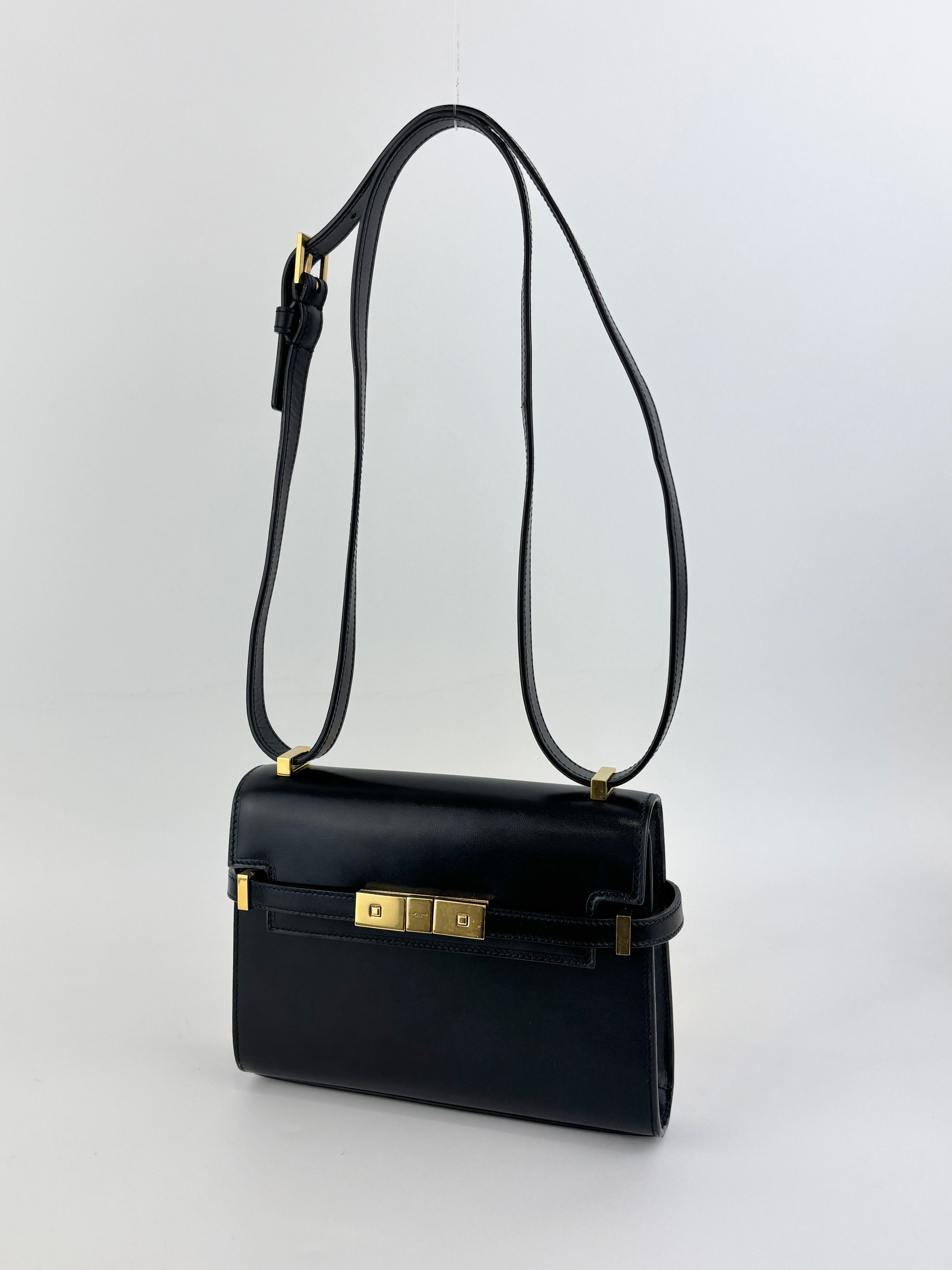 Baby Manhattan Leather Shoulder Bag Black