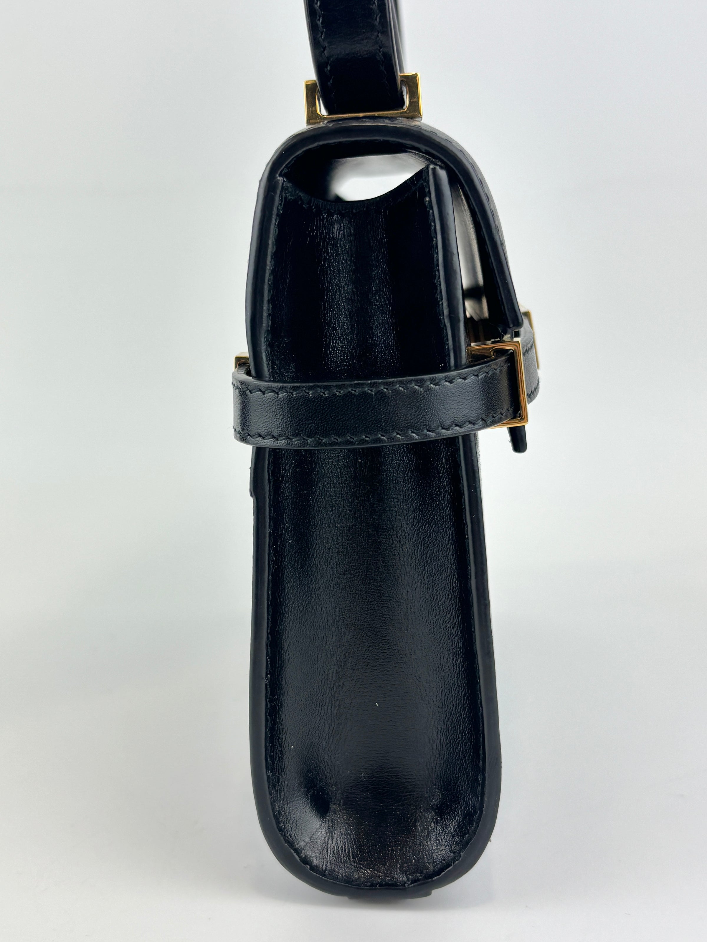 Baby Manhattan Leather Shoulder Bag Black
