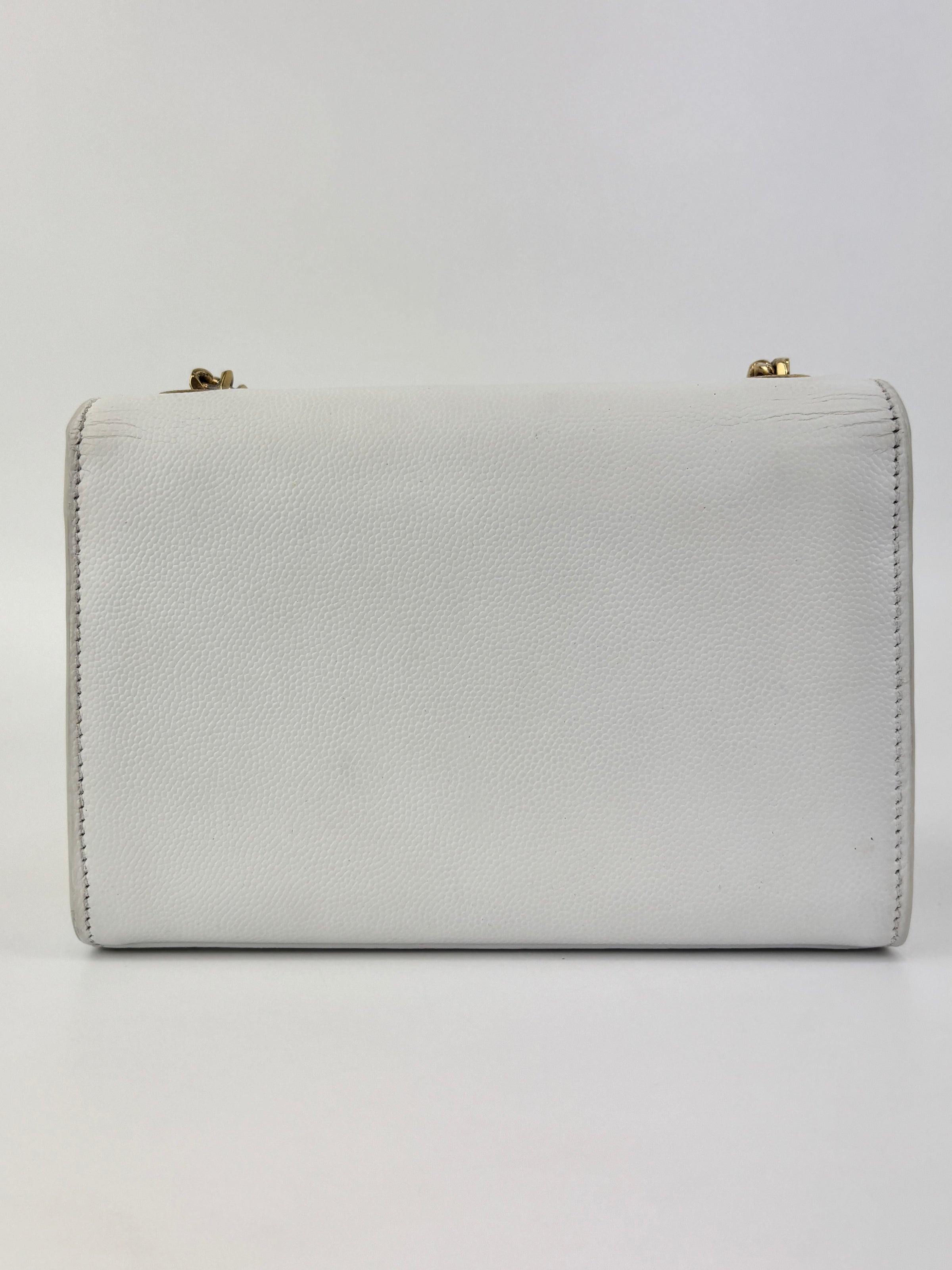 Small Kate White Grain De Poudre Embossed Leather GHW