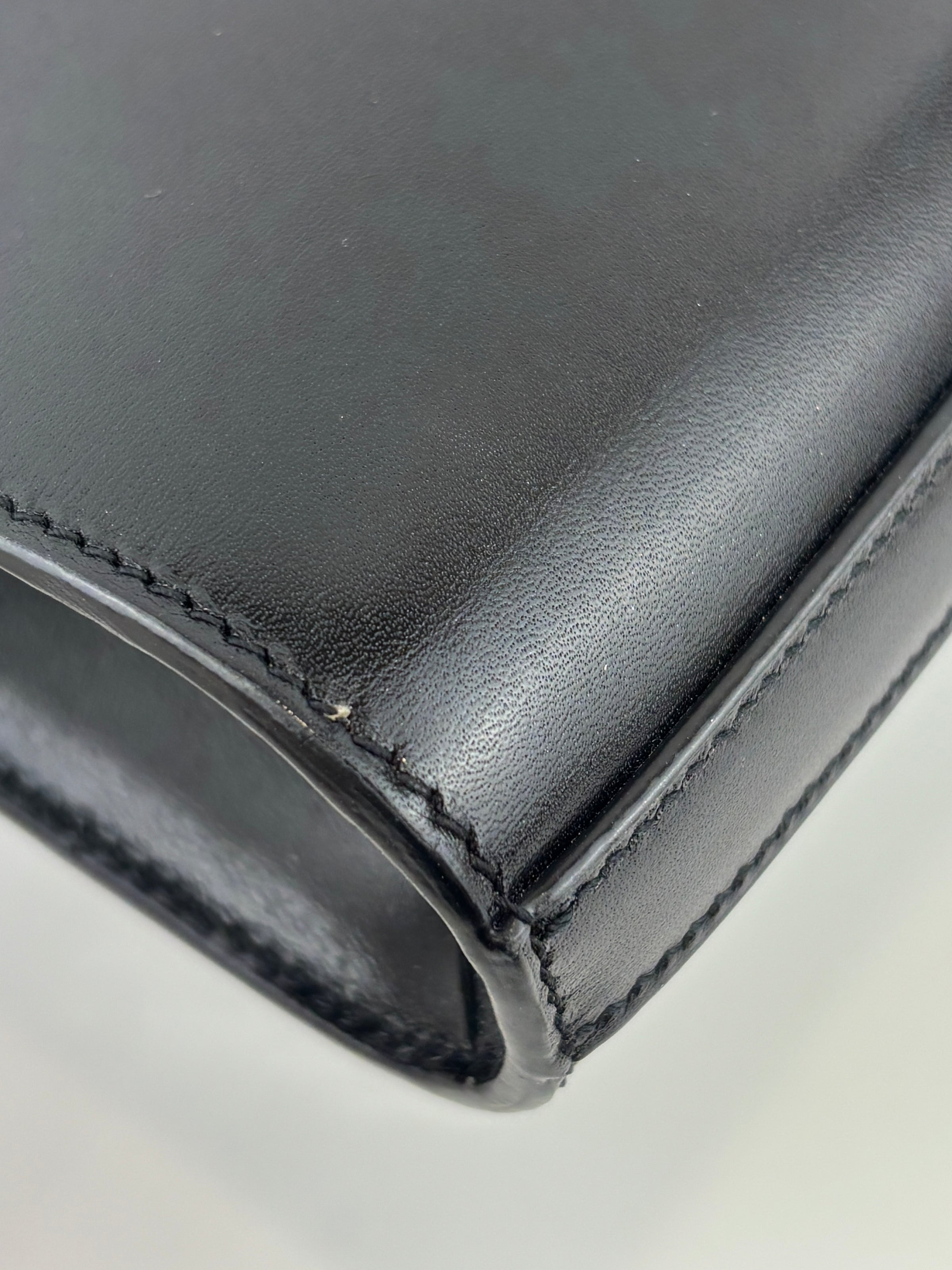 Baby Manhattan Leather Shoulder Bag Black